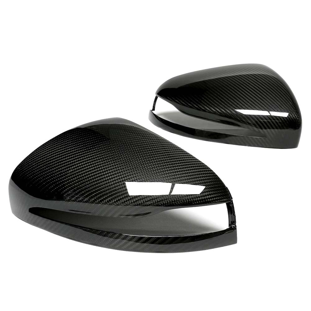 Mercedes G-Class W464 2022+ dry carbon fiber mirror covers by CT Carbon, showing sleek, textured mirror replacements on the vehicle.