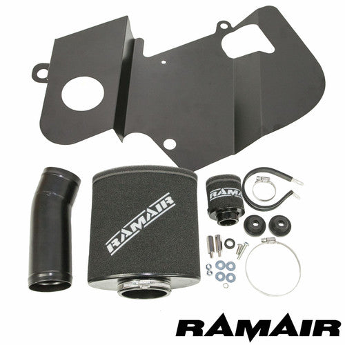 Ramair Abarth Fiat 500 1.4T & 595 Esseesse air filter induction intake kit showing metal and rubber components.