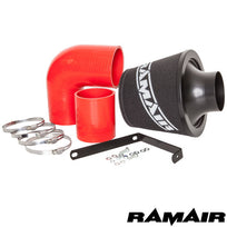 Ramair VW Golf Mk5 R32 3.2 V6 induction kit with red cone air filter for improved engine airflow and performance.