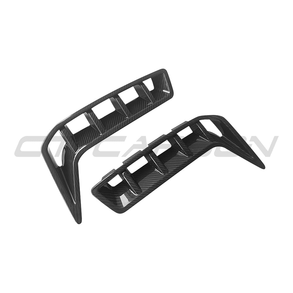 BMW G05 X5 2024 LCI carbon fibre front vent add-on accessory by CT Carbon, showcasing the sleek, textured carbon fiber detail.