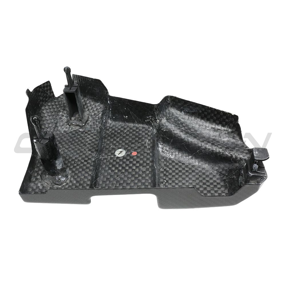 BMW G81 M3 Touring full carbon fiber engine dress-up kit by CT Carbon, showing sleek carbon fiber components on the engine.