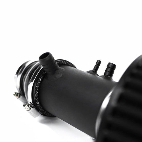 Ramair induction kit installed in a vehicle, showcasing the high-performance air intake system with branded tubing and filtration components.