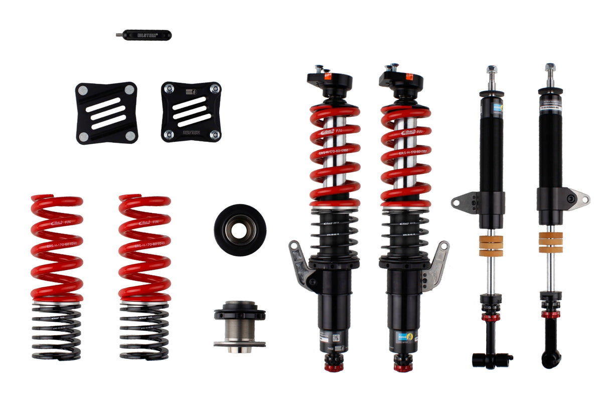 Bilstein Evo R coilover suspension kit for BMW G20 2WD, showing the assembled shock absorbers and coil springs.