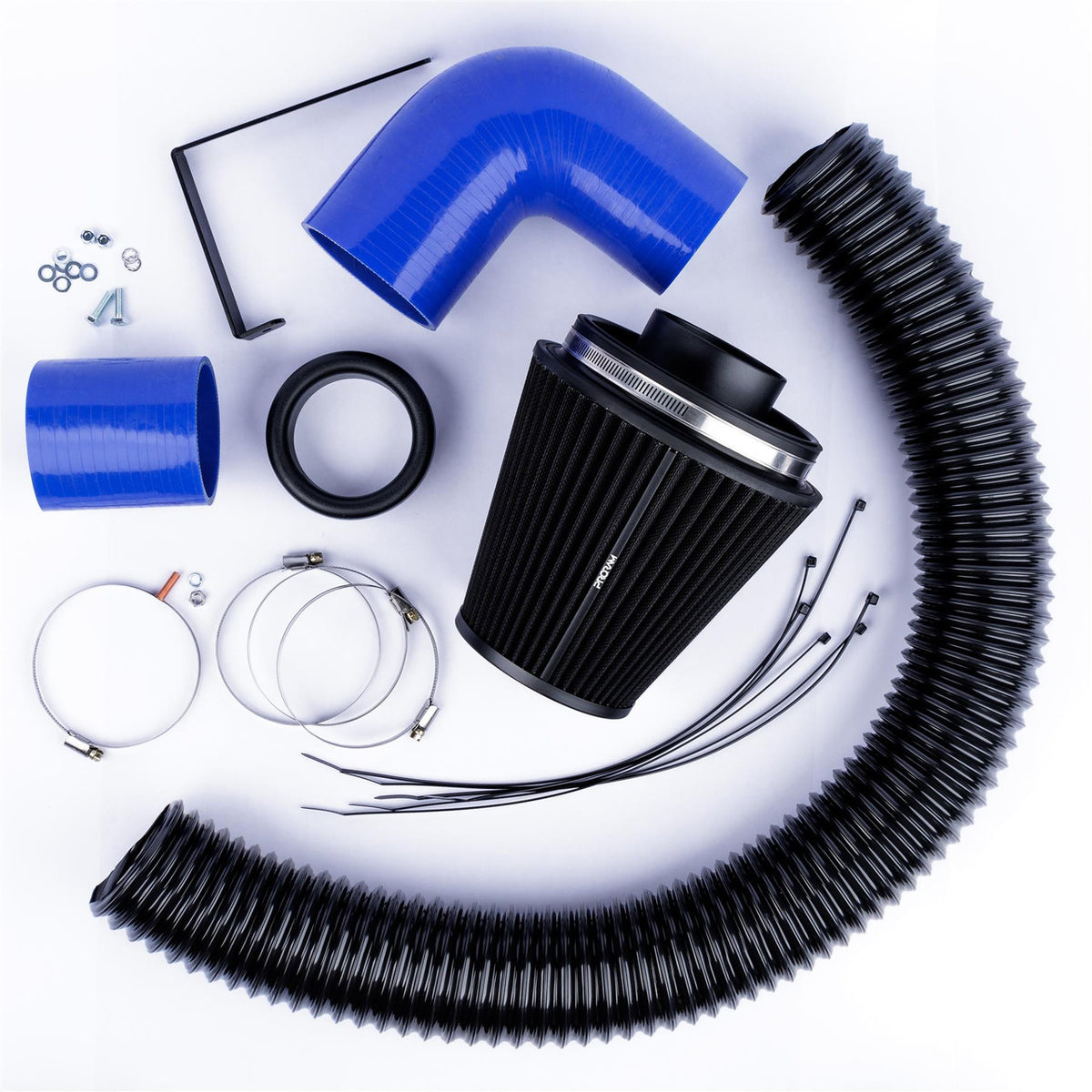 Ramair ProRam induction kit for VW MK5 R32 with blue hoses, featuring high-performance air intake components.