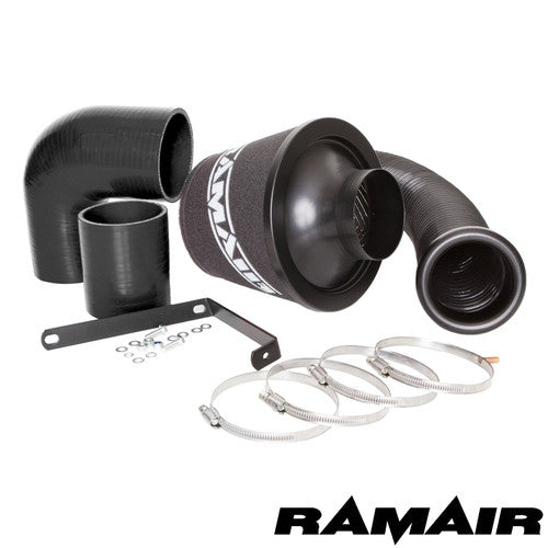 Ramair VW Golf mk5 R32 3.2 V6 black performance cone air filter intake kit for induction system.