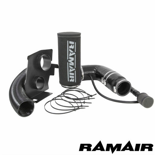 Ramair air filter induction intake kit for Citroen DS3, DS4, and Peugeot 208, 308 1.2 THP engines, showing the filter and piping.