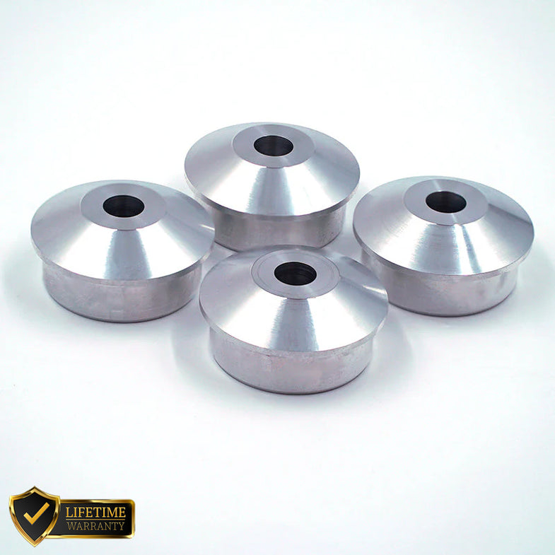 Suspension Secrets solid control arm bushes for Porsche 911 (991) GT3, GT3 RS, GT2 RS suspension linkages, close-up view showing part details.