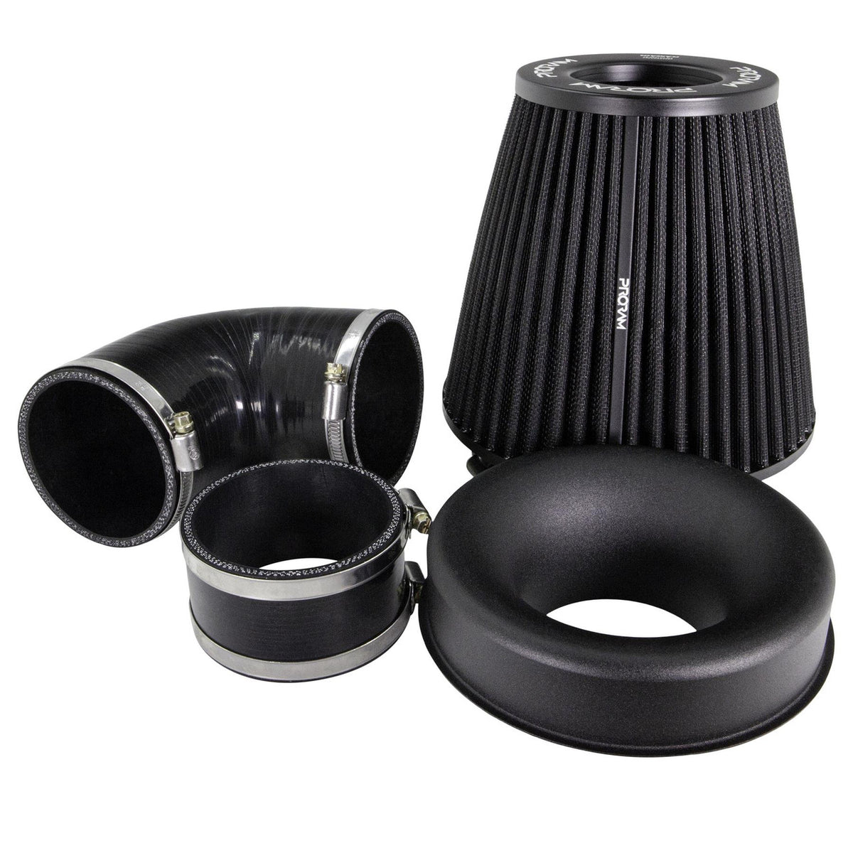 Ramair PRORAM Focus ST 225 induction kit with high-performance air filter and intake piping, designed for improved engine airflow.