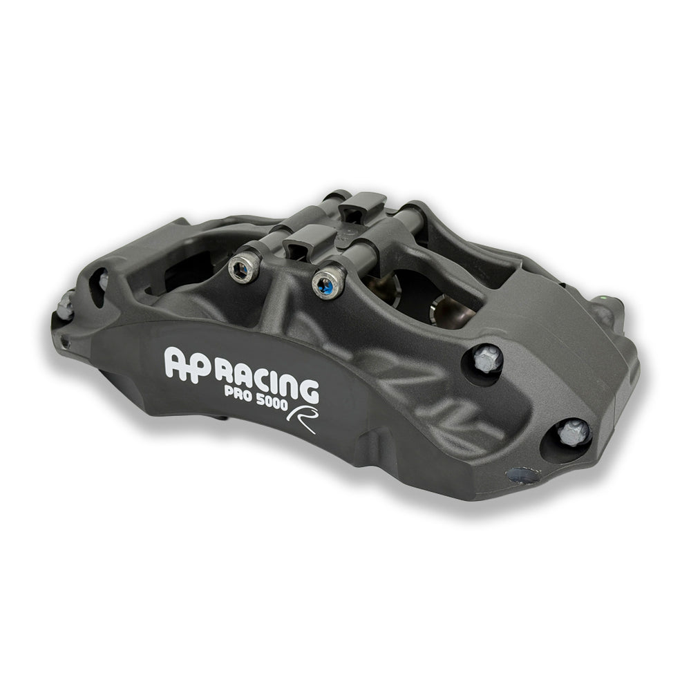 Pair of AP Racing Pro5000R big brake calipers with anodised finish and 6 pistons, designed for high-performance brake kits.