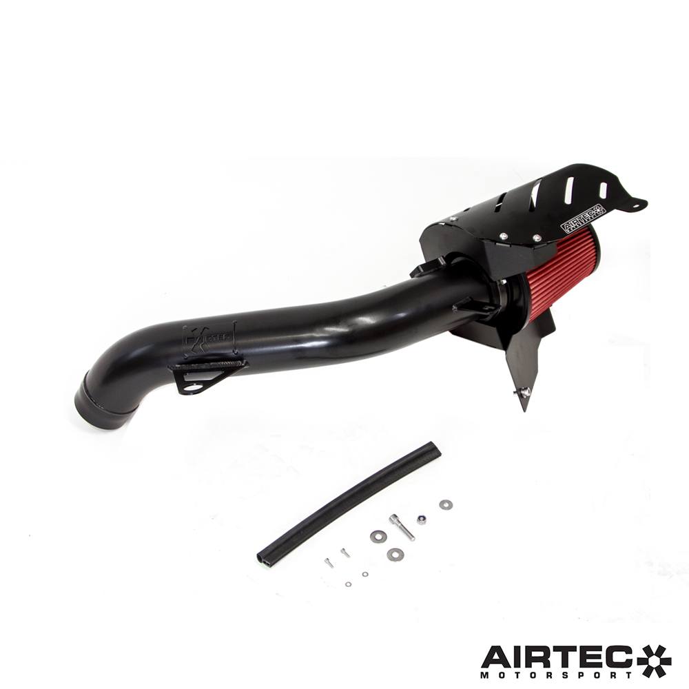 Airtec Motorsport induction kit installed in a BMW N55 engine bay, showcasing high-performance air intake components.