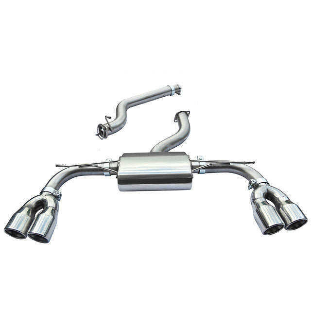 Cobra Sport Audi S3 8V 5-door Sportback non-valved cat back performance exhaust system installed on vehicle.