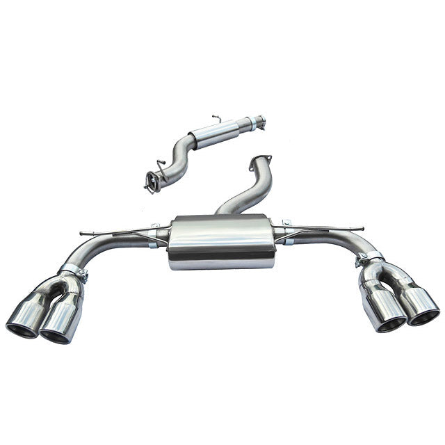 Cobra Sport Audi S3 8V 5-door Sportback cat back exhaust system with resonated tips, designed for improved performance and sound.