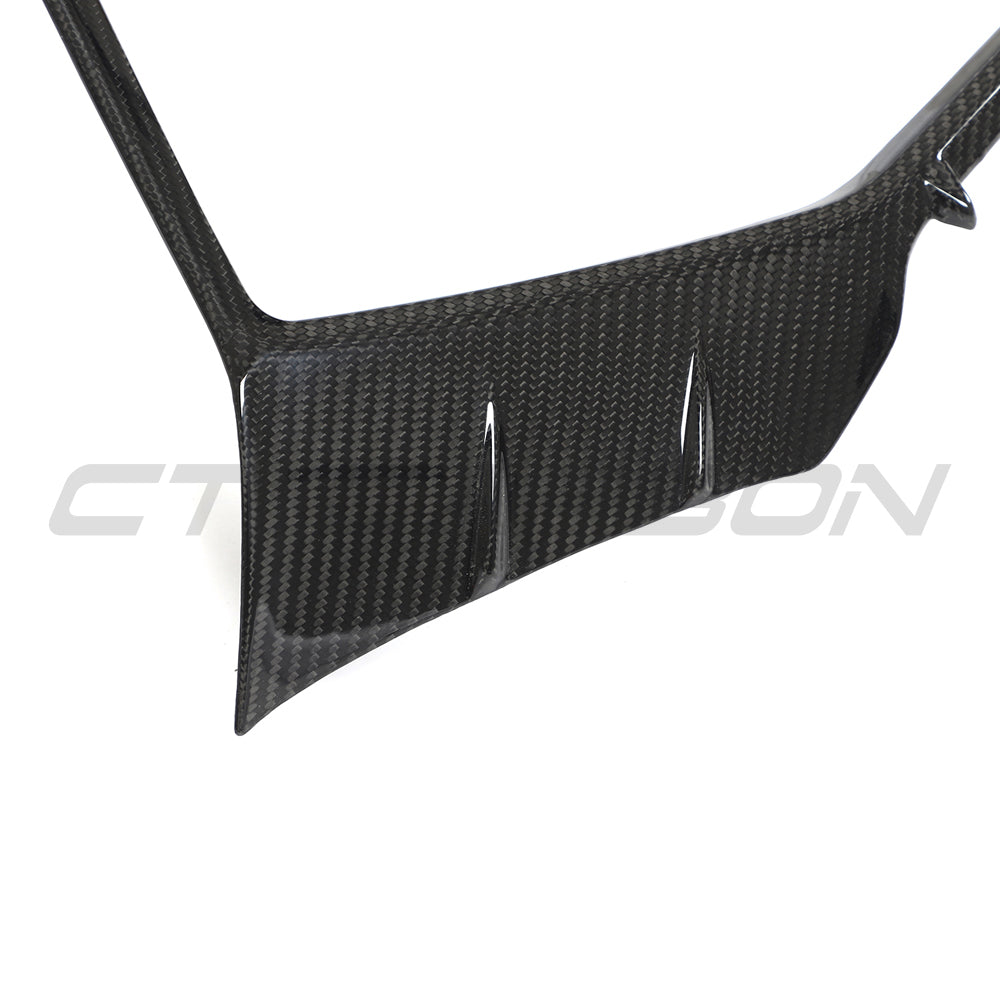Carbon fibre grille surround for Audi RS6 and RS7 C8 Avant, designed by CT Carbon, shown on a 2019+ model.
