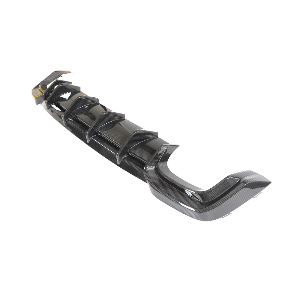 Carbon fibre diffuser for Audi RS6 and RS7 C8 models by CT Carbon, showcasing sleek, high-performance automotive styling.