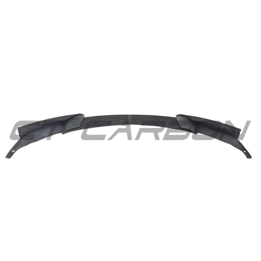 BMW F30 3 Series 2011-2019 CT Carbon full carbon fibre kit with splitter in MP style, shown on the car in a close-up view.