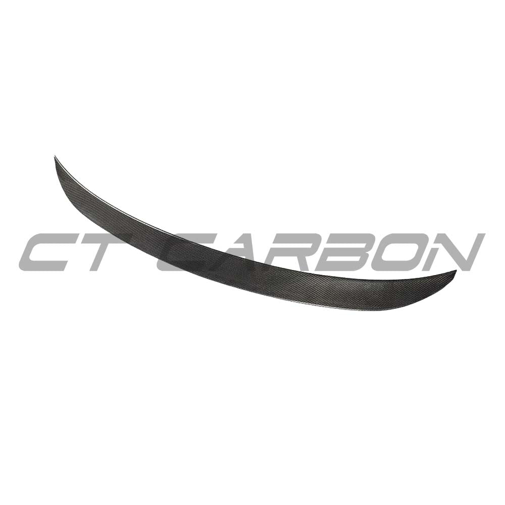 BMW M3 G80 G20 carbon fiber spoiler by CT Carbon, OEM-style wet carbon finish, aerodynamic design for 2018+ models.