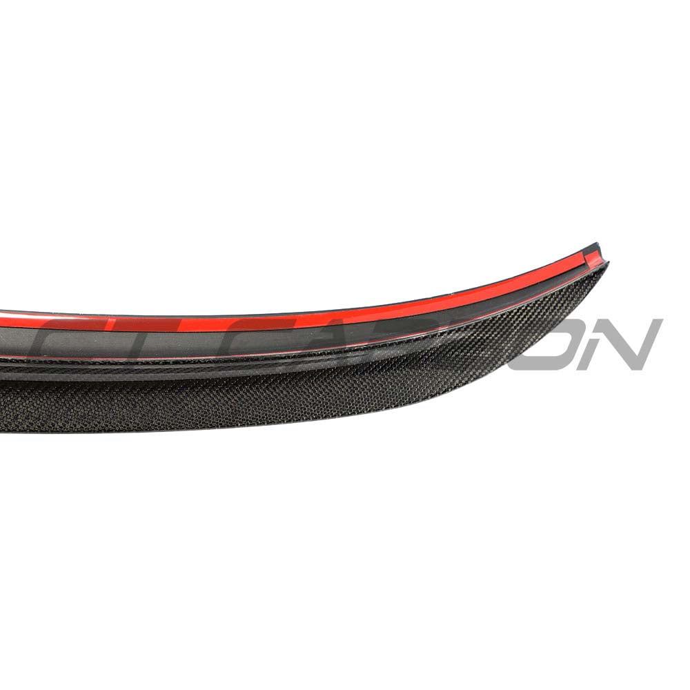 BMW M3 G80 G20 carbon fiber spoiler by CT Carbon, wet carbon finish, OEM-style aerodynamic rear spoiler for 2018+ models.