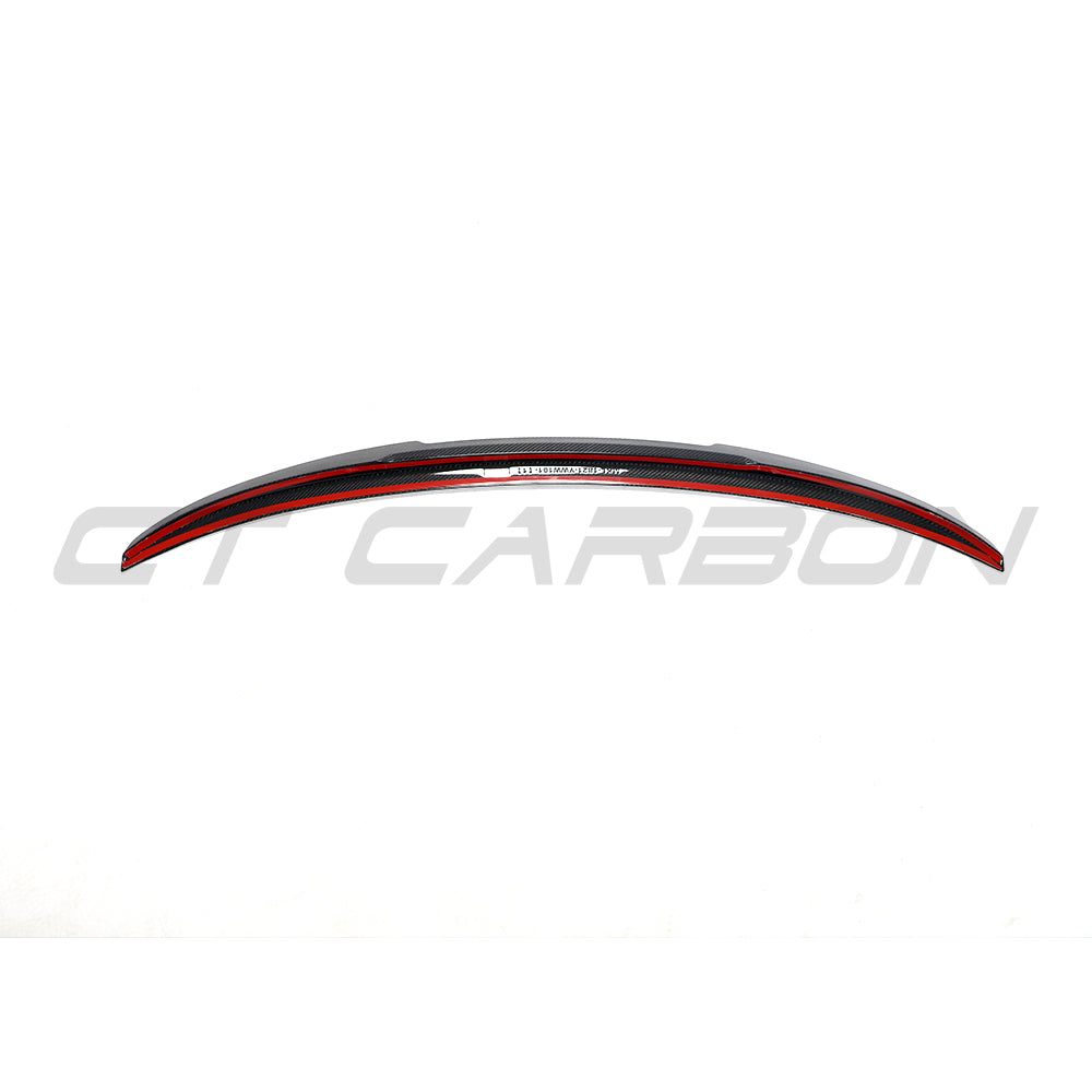 BMW 4 Series G26 and i4 carbon fibre spoiler by CT Carbon, V2 style, with sleek aerodynamic design visible in the image.