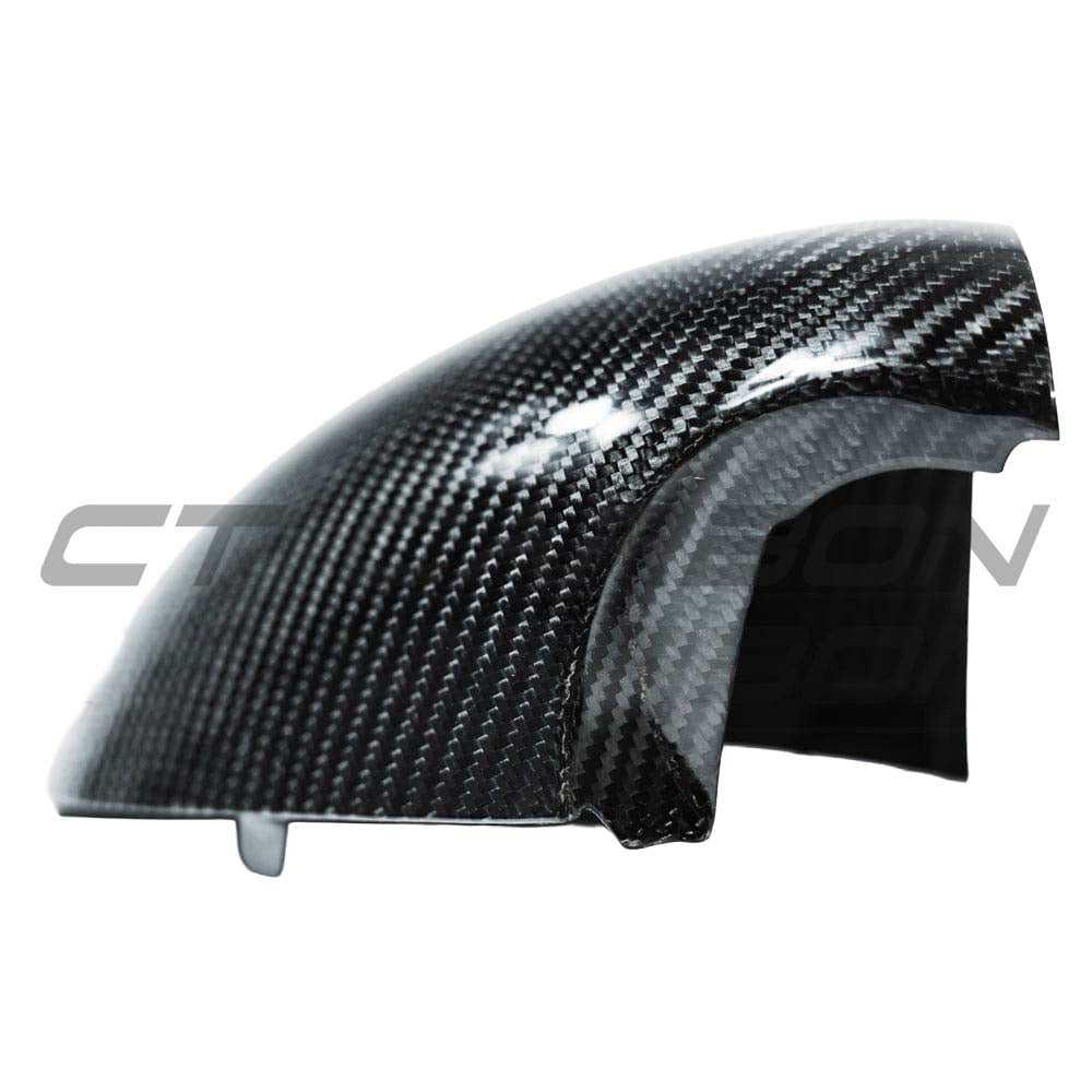 BMW E90/E92/E93 M3 carbon fiber mirrors by CT Carbon, featuring sleek, lightweight carbon fiber exterior with detailed mirror housing.