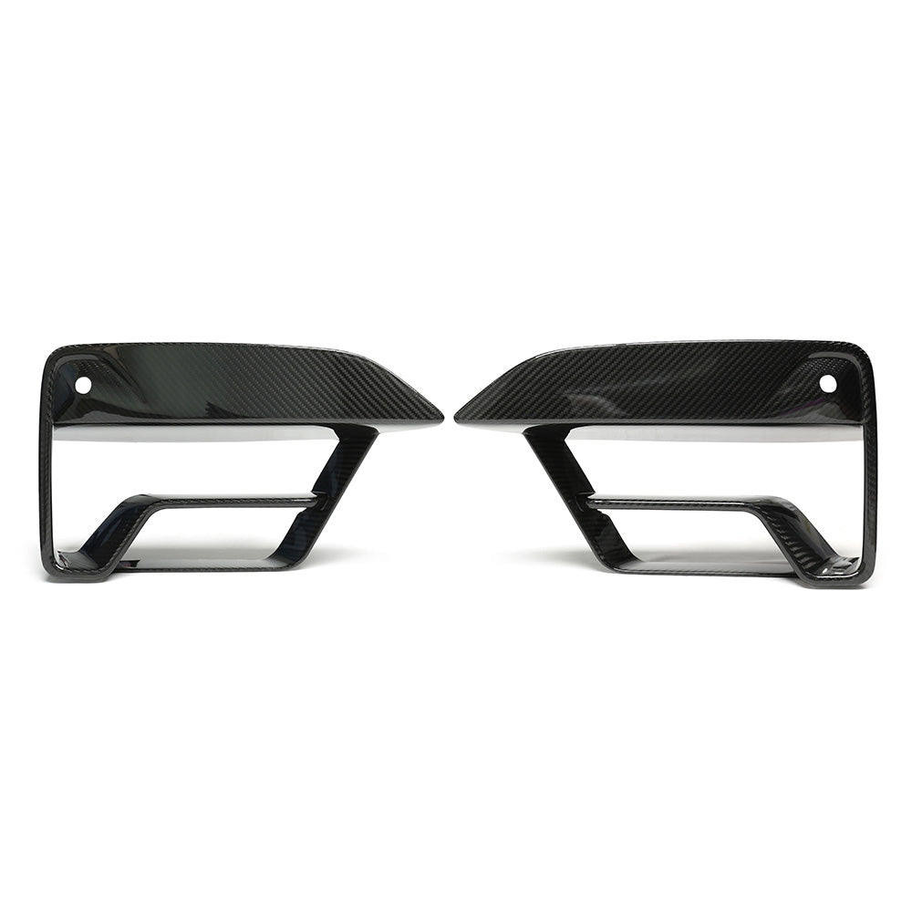 BMW F90 M5 2021+ LCI carbon fiber bumper vent covers by CT Carbon, showcasing sleek, lightweight accessory details