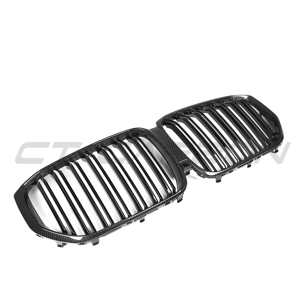 BMW G05 X5 F95 X5M 2019-2022 pre-LCI carbon fiber grille by CT Carbon, showcasing sleek black mesh design.