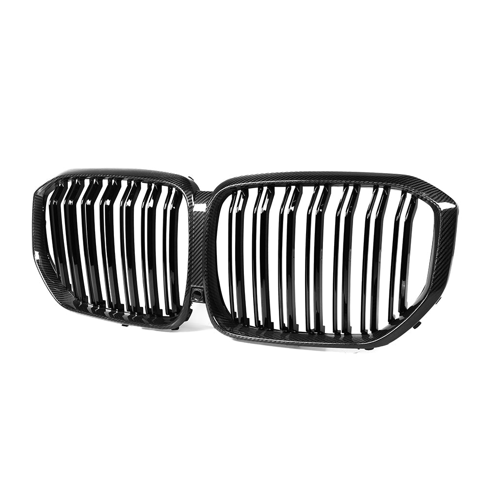 BMW G05 X5 F95 X5M 2019-2022 pre-LCI carbon fibre grille by CT Carbon, showing close-up of sleek black grille design.