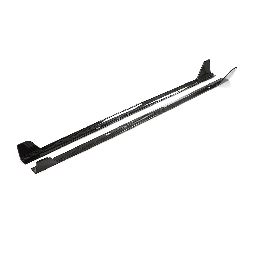 BMW G42 2 Series carbon fibre full-length side skirts by CT Carbon, sleek aerodynamic enhancements for sporty styling.