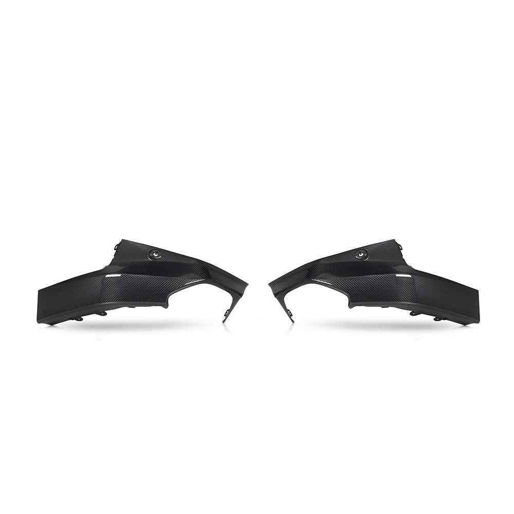 BMW G42 2 Series carbon fiber rear bumper corner accessories by CT Carbon, showcasing sleek, lightweight carbon fiber design.