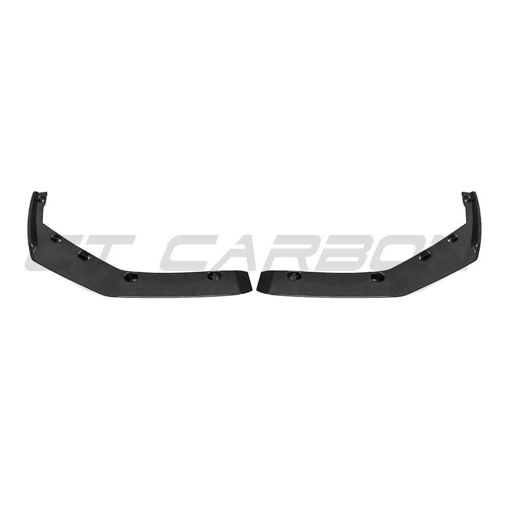 BMW G90 G99 M5 2024 carbon fiber splitter by CT Carbon, V3 model, showing the sleek, aerodynamic design on the car's front.