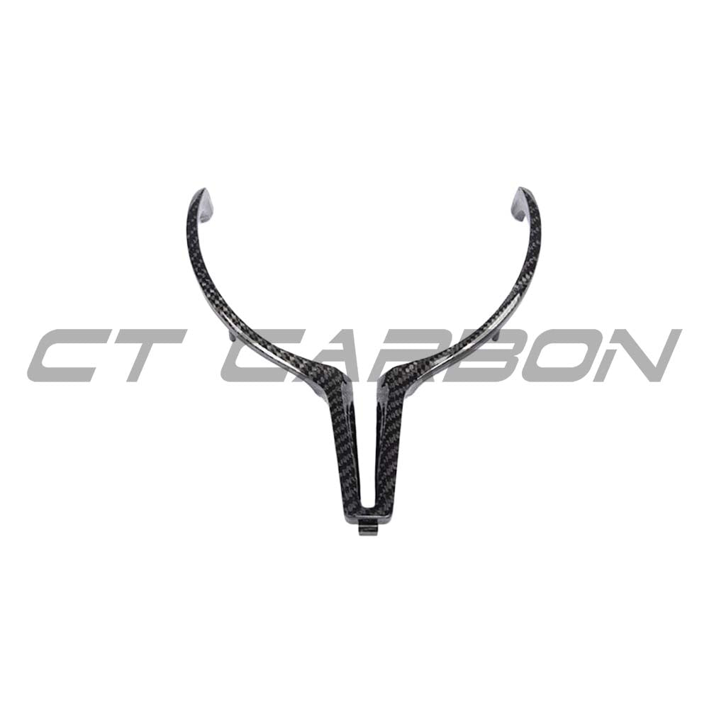 BMW M Fxx carbon fiber steering wheel trim by CT Carbon, showing close-up view of sleek, textured carbon fiber material.