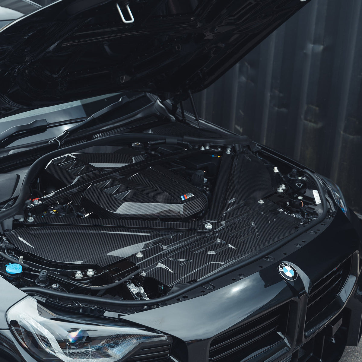 BMW M2, M3, M4 G87, G80, G81, G82, G83 Carbon Fibre Engine Dress Up Kit by CT Carbon, showing sleek carbon fiber finish.