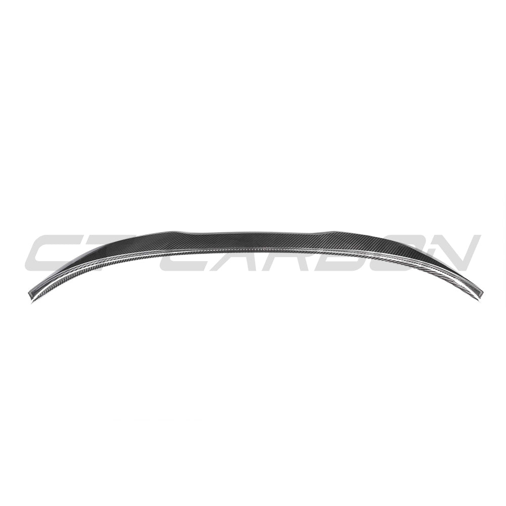 BMW M3 F80 and F30 3 Series pre-preg carbon fibre spoiler by CT Carbon, showcasing a sleek, aerodynamic design.