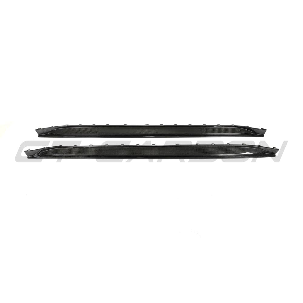 BMW G80 M3 carbon fibre side skirt replacement kit by CT Design, showcasing sleek, lightweight carbon fibre components.