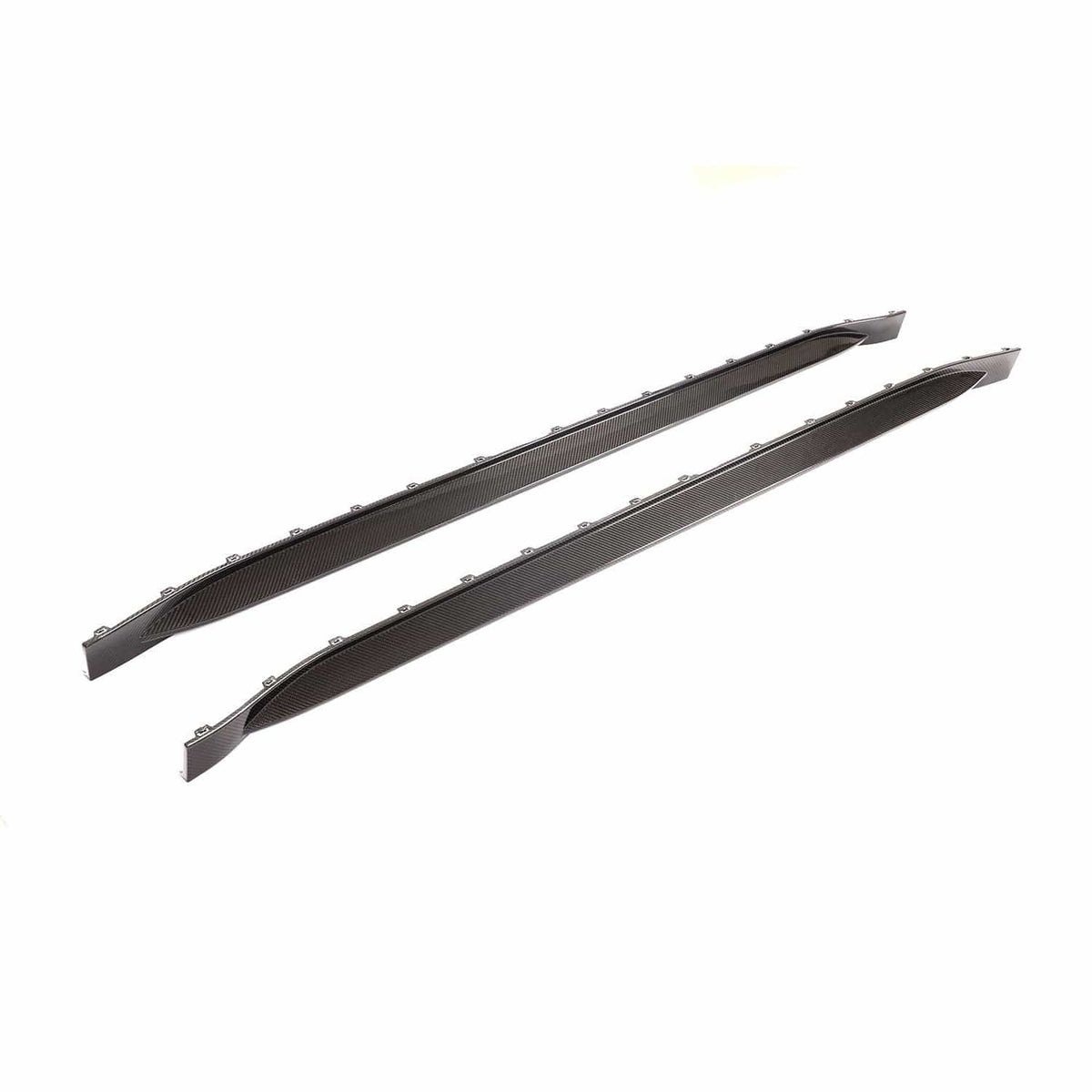 BMW M3 G80 G81 carbon fibre side skirt replacement by CT Carbon, showcasing sleek, lightweight car body enhancement.