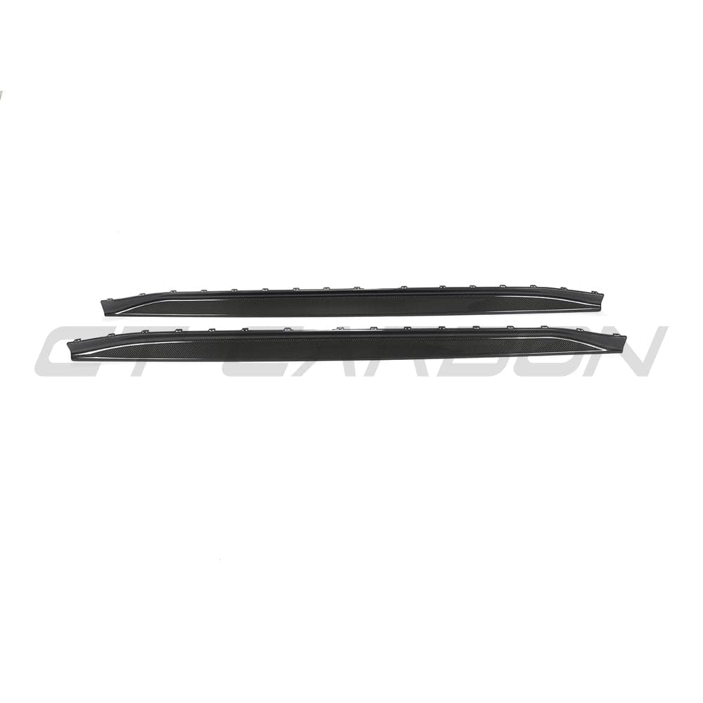BMW M3 G80 G81 carbon fiber side skirt replacement by CT Carbon, showcasing sleek, lightweight side skirts for enhanced aerodynamics.