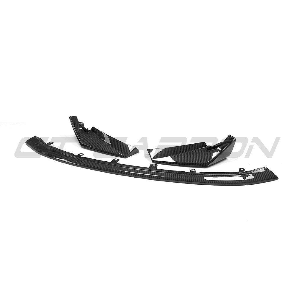 BMW M3 and M4 G80 G81 G82 G83 carbon fibre splitter by CT Carbon, CSL style, for enhanced aerodynamics and sporty appearance.