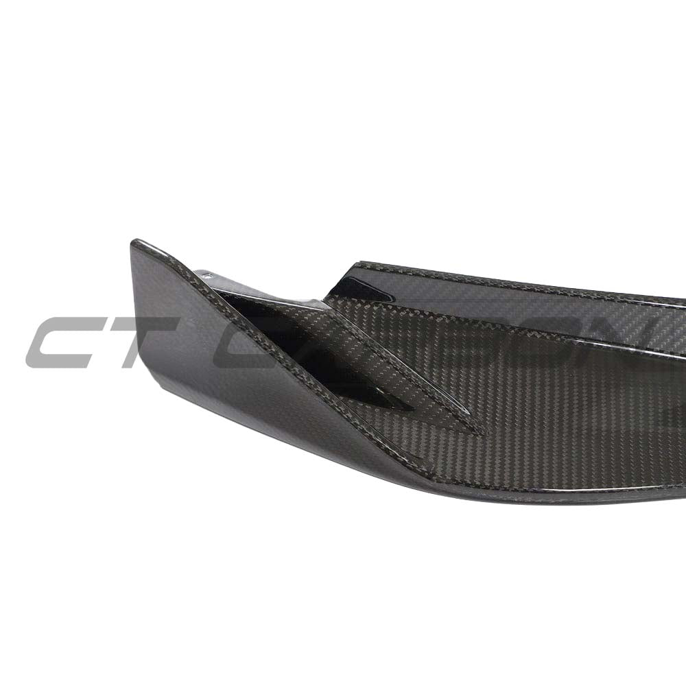 BMW M3 M4 G80 G82 G81 G83 Carbon Fibre Splitter by CT Carbon, showcasing the sleek V3 design on the front of the car.