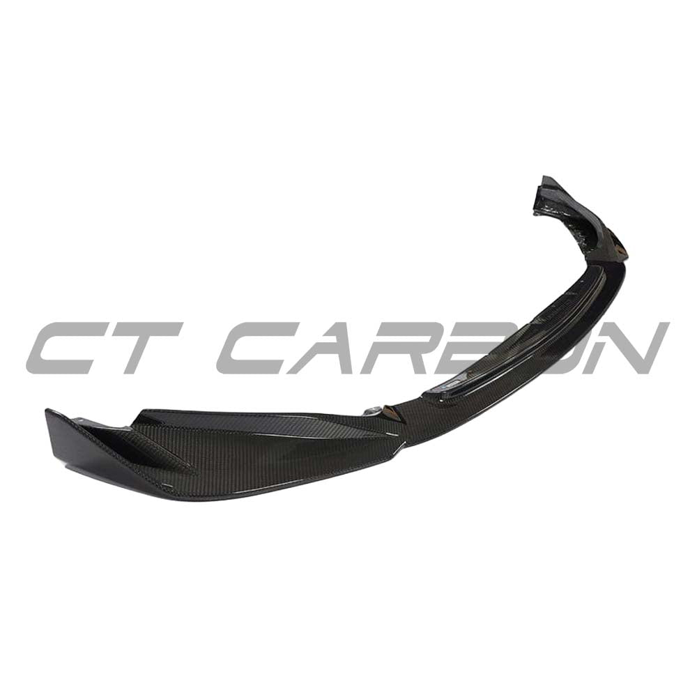 BMW M3 and M4 G80 G81 G82 G83 carbon fibre splitter by CT Carbon, showcasing its sleek, aerodynamic design for performance cars.
