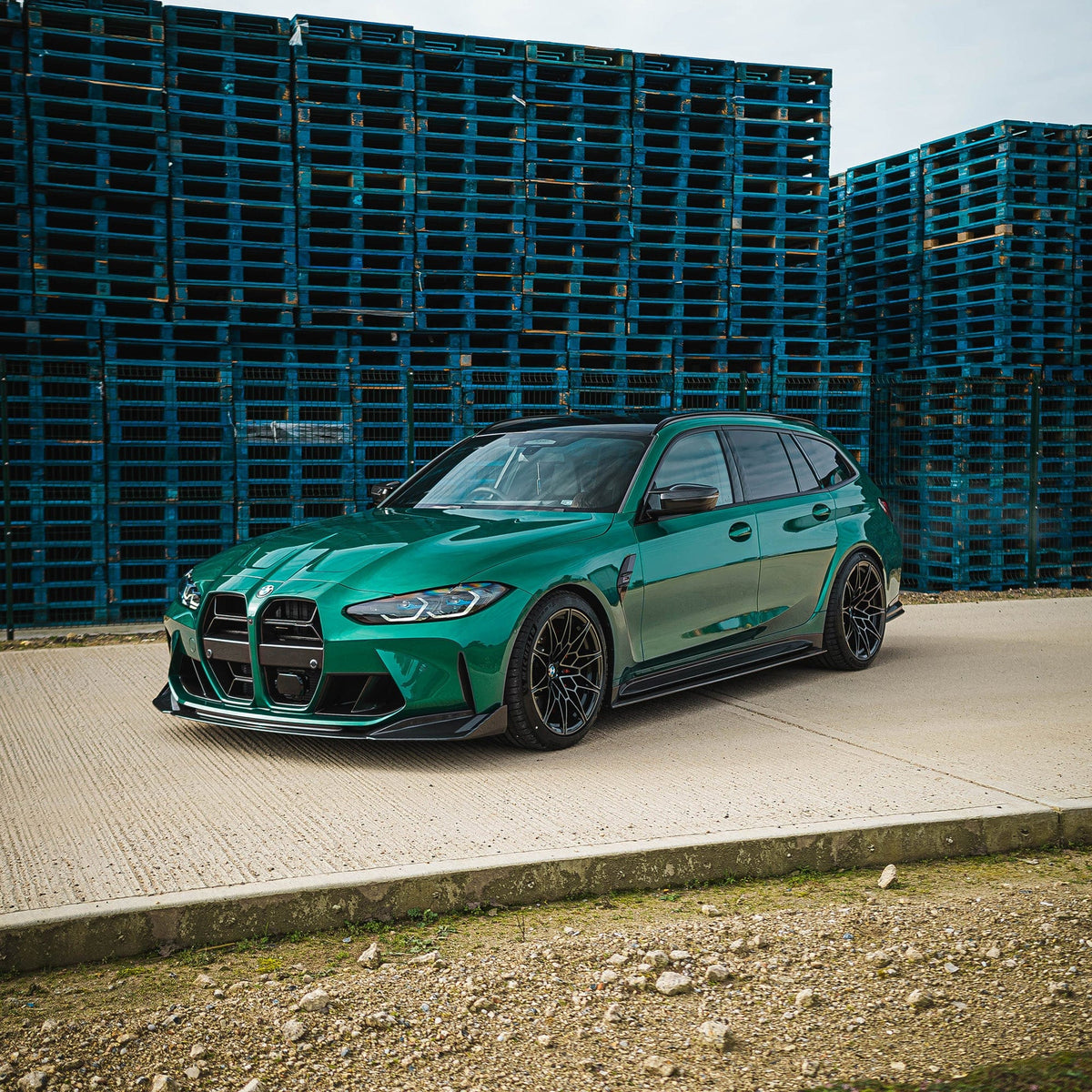 BMW M3 and M4 G80 G81 G82 G83 Carbon Fibre Splitter by CT Carbon, showcasing the sleek carbon fiber design and aerodynamic features.