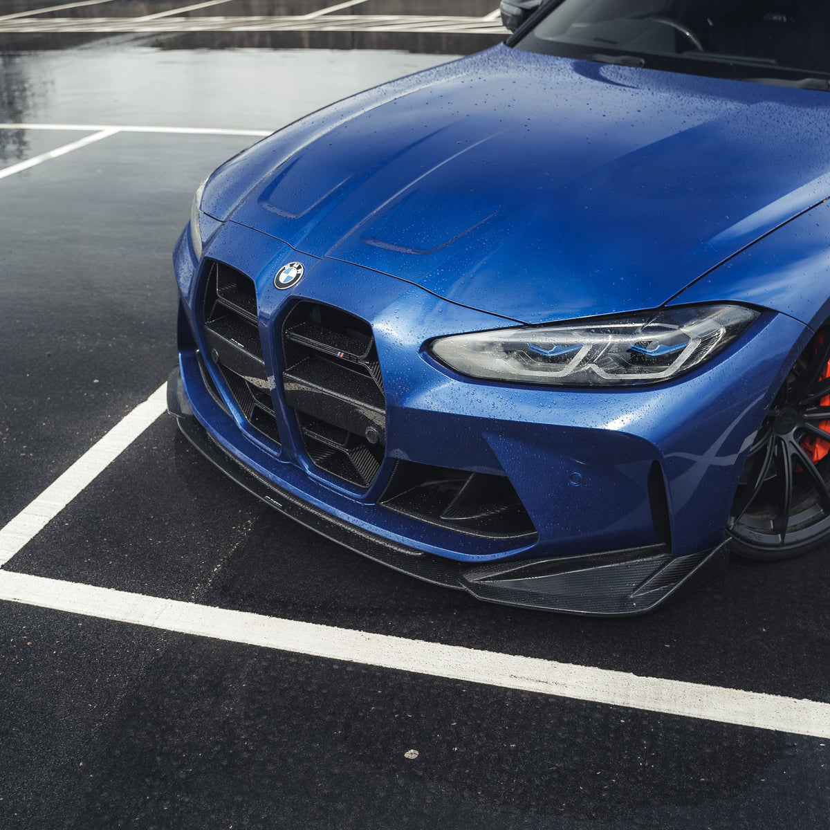 BMW M3 and M4 G80 G81 G82 G83 Carbon Fibre Splitter by CT Carbon, showcasing the sleek, lightweight carbon fiber design.