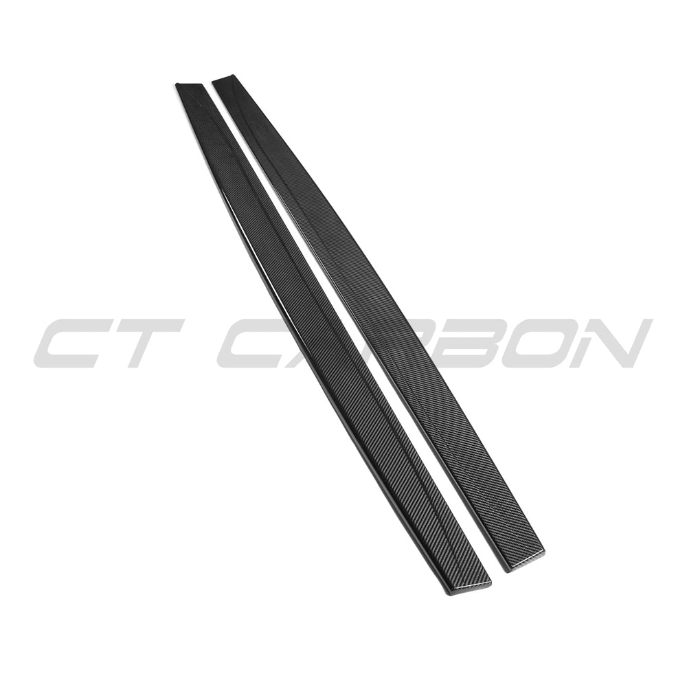 BMW M3 M4 F80 F82 F83 side skirts by CT Carbon, made of pre-preg carbon fiber, designed for 2014-2020 models.