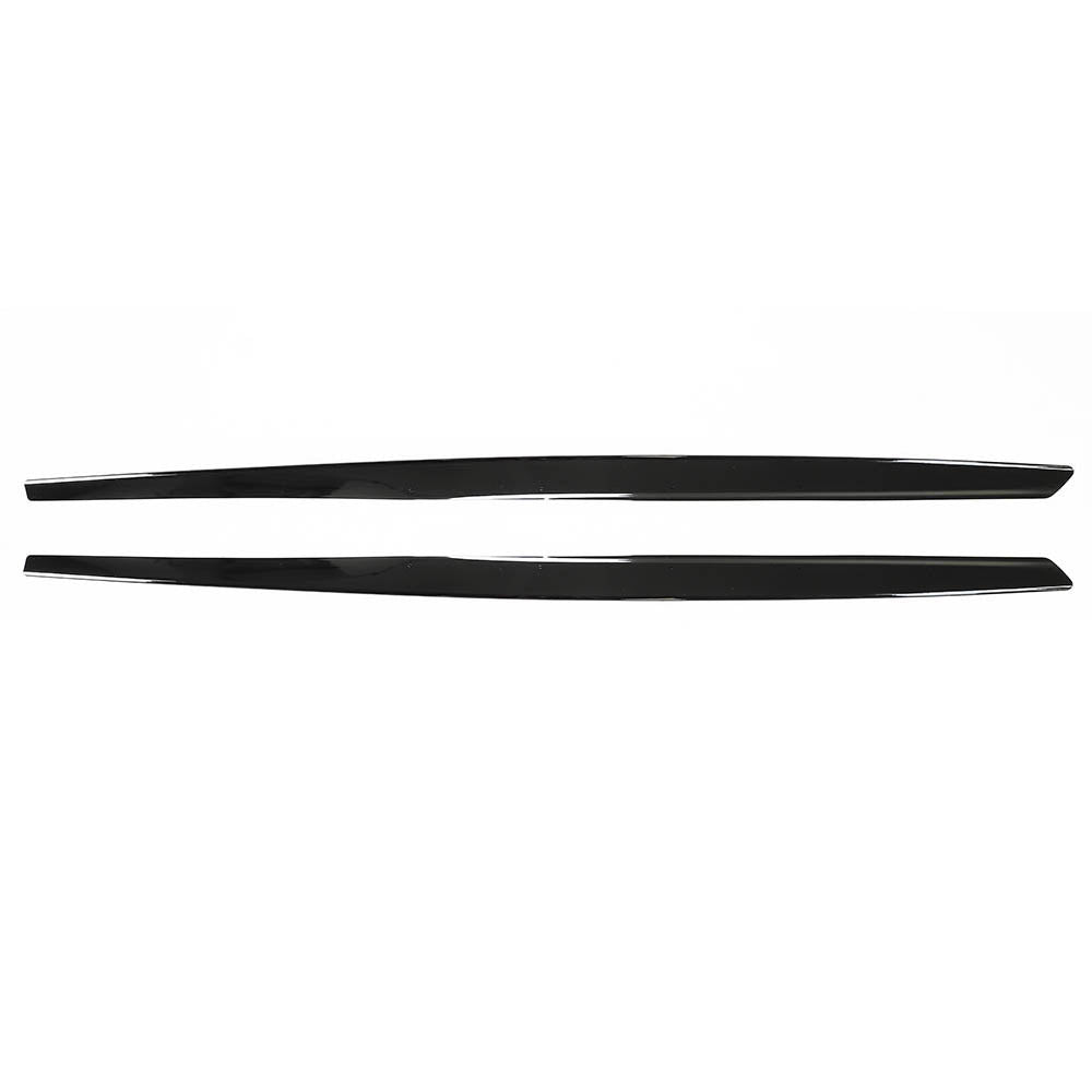 BMW M3 M4 F80 F82 F83 GLOSS BLACK side skirts by CT Carbon, showing sleek, aerodynamic design on a sporty vehicle.
