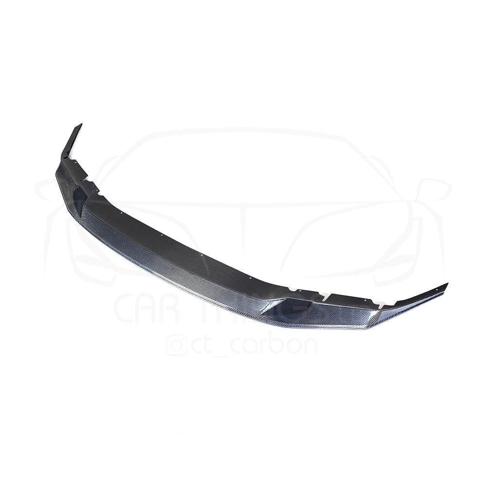 BMW M5 F90 2017-2020 CT Carbon GTS-style carbon fibre splitter installed on front bumper.