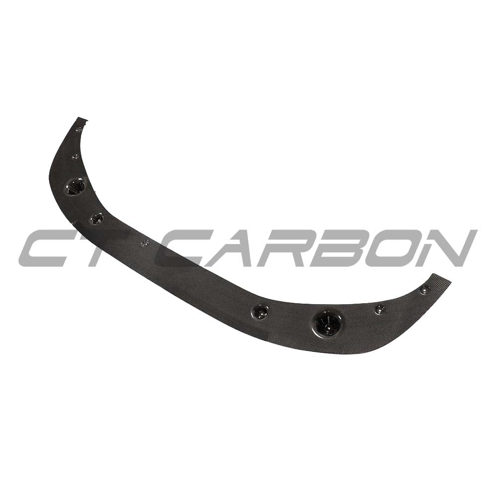 BMW X3M/X4M F97/F98 2018-2021 carbon fibre splitter by CT Carbon, shown in 3D style, enhances sporty front-end appearance.