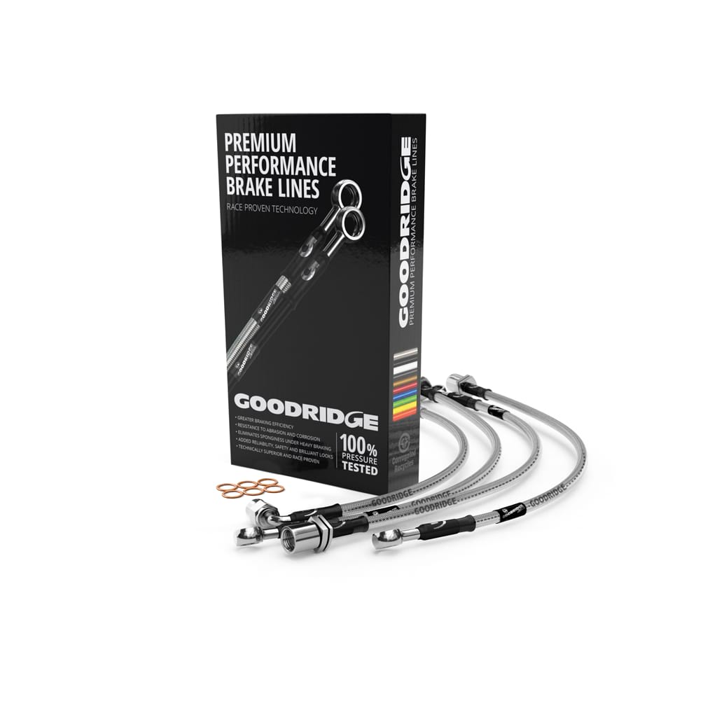 Goodridge brake hose kit for Volkswagen Golf MK7 2.0 GTI, aftermarket braided brake hoses with fittings and connectors.