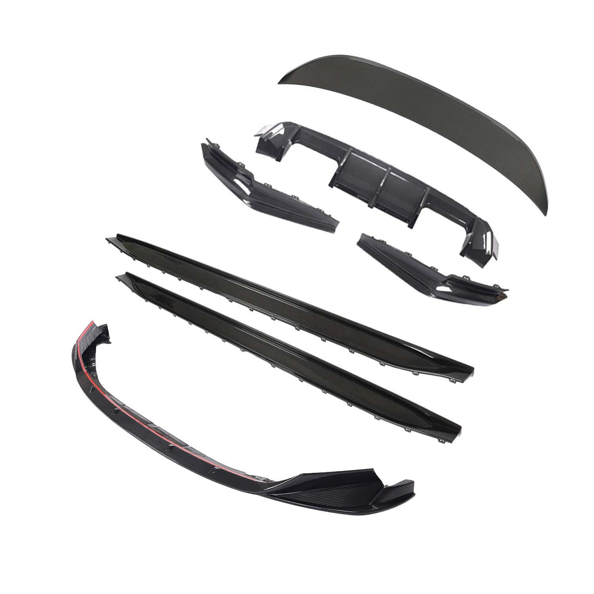 BMW G80 M3 CT Carbon full carbon fibre kit, including front splitter and side components, showcasing a sleek, lightweight design.