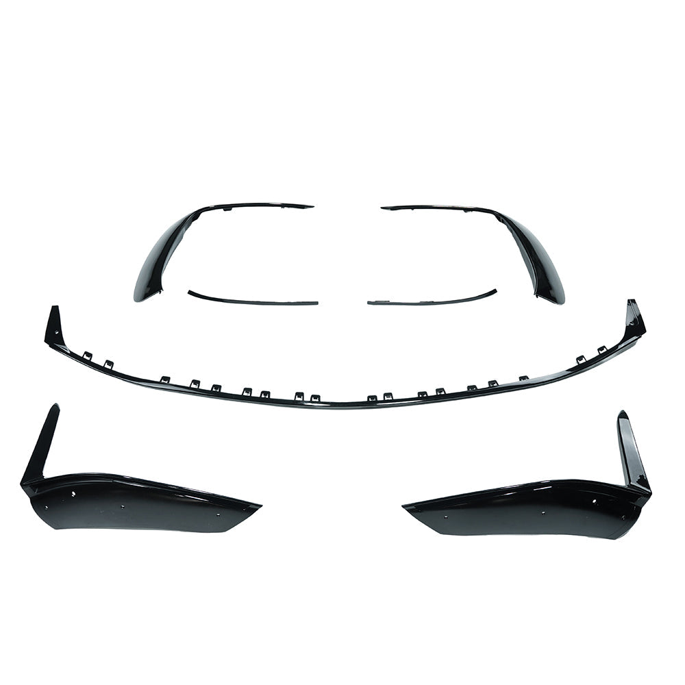 CT Carbon Mercedes W206 2021+ C43 gloss black front splitter, V1, showing its sleek aerodynamic design.