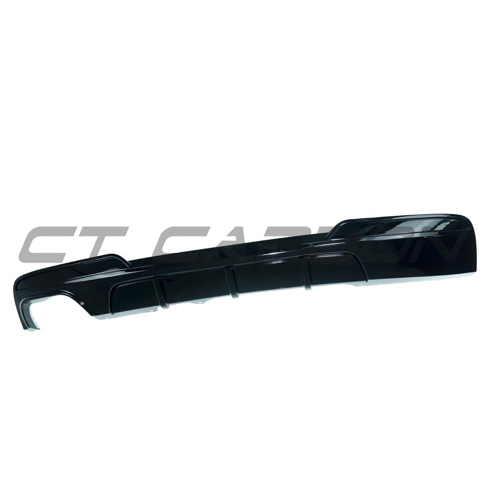 BMW F10/F18 5 Series Pre-LCI gloss black twin left diffuser by CT Carbon, showcasing sleek aerodynamic design.