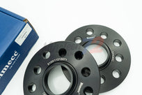 Bimecc wheel spacer kit for Mercedes E-Class E43 E53 E63 2017+ showing black spacers and mounting hardware.