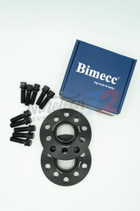 Bimecc MMX Performance Stance Kit with wheel spacers for BMW M135i and M140i, showing wheel and spacer installation details.